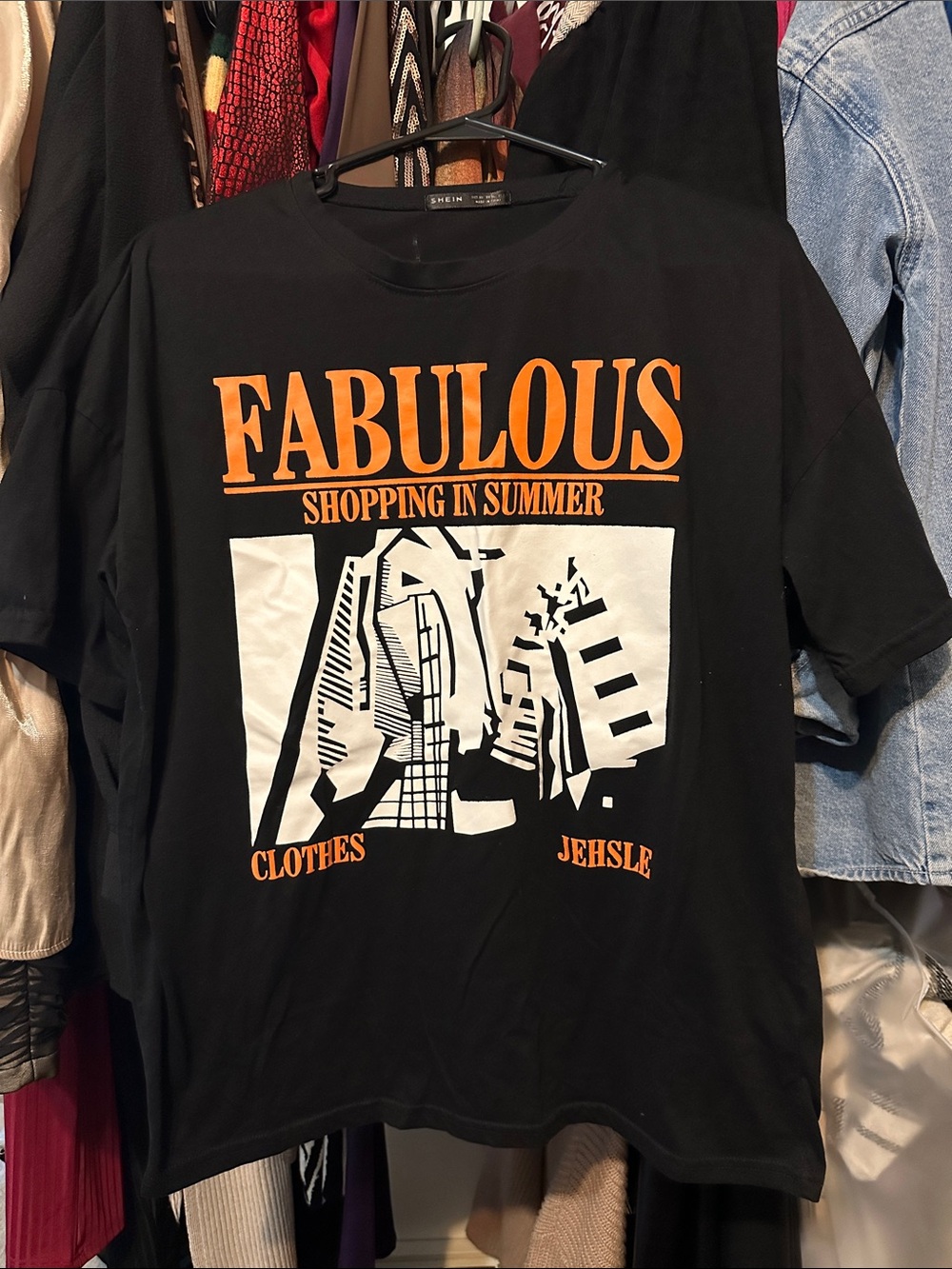 Fabulous Graphic Black Men's T‑Shirt with Orange Print